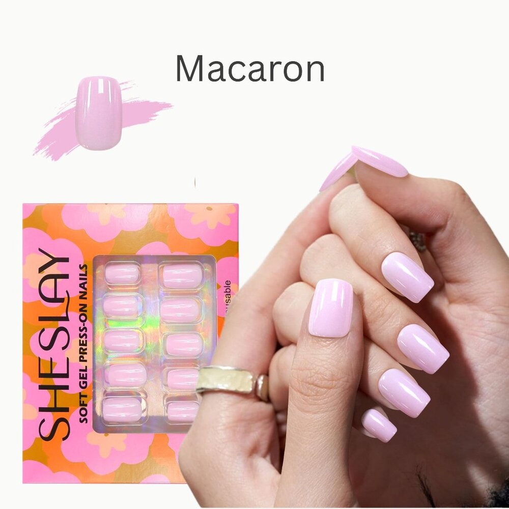 Macaron-SheSlay Soft Gel Press-On Nails – 30pcs Full Kit
